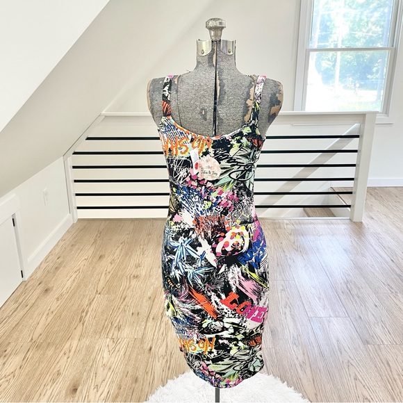 NWT S M L colorful, graffiti bodycon stretchy dress - Picture 4 of 6
